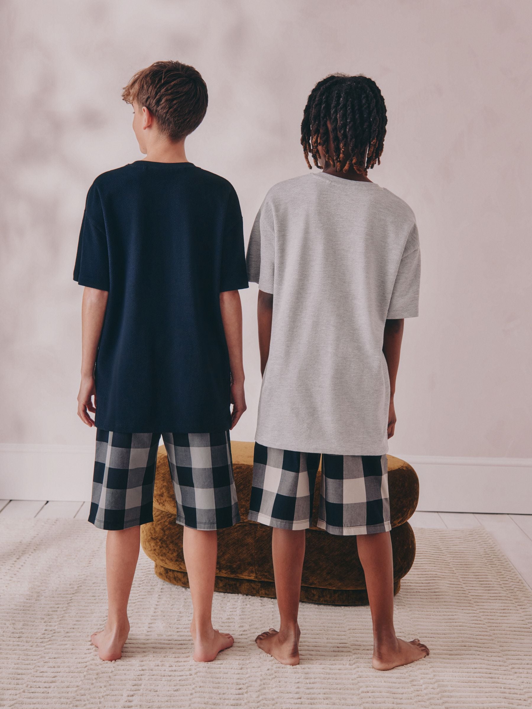 Black/ Grey 2 Pack Woven Check Oversized Pyjamas (3-16yrs) image 5