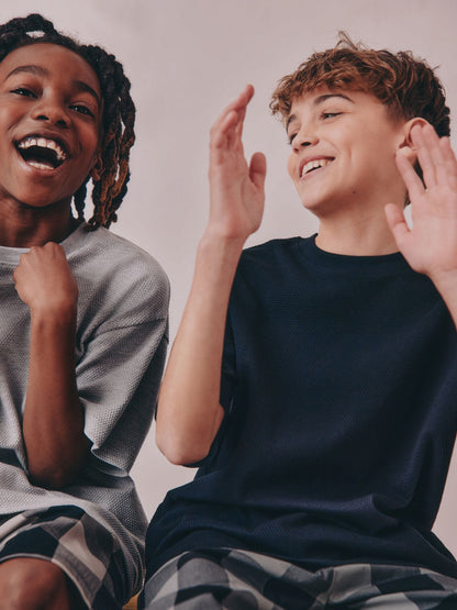 Black/ Grey 2 Pack Woven Check Oversized Pyjamas (3-16yrs) image 6