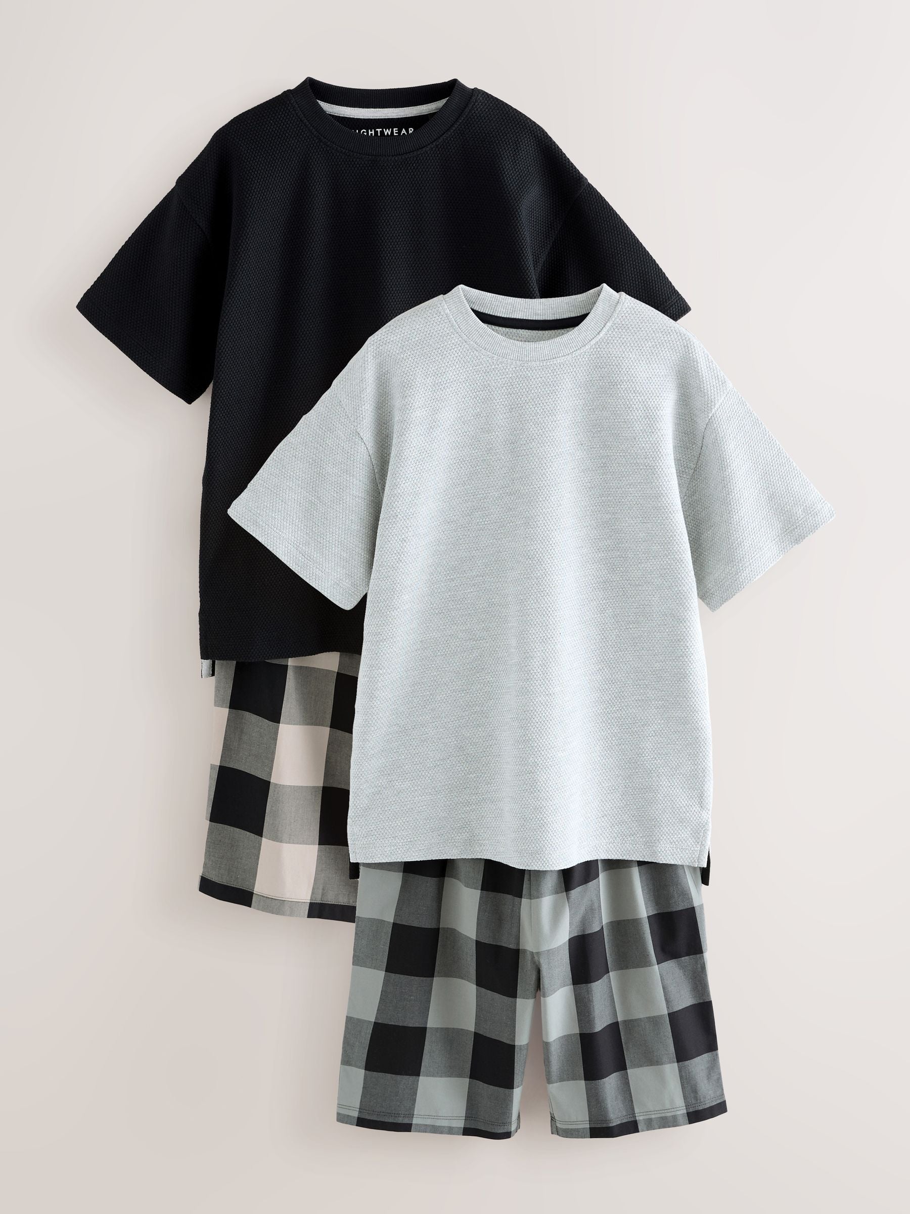 Black/ Grey 2 Pack Woven Check Oversized Pyjamas (3-16yrs) image 8