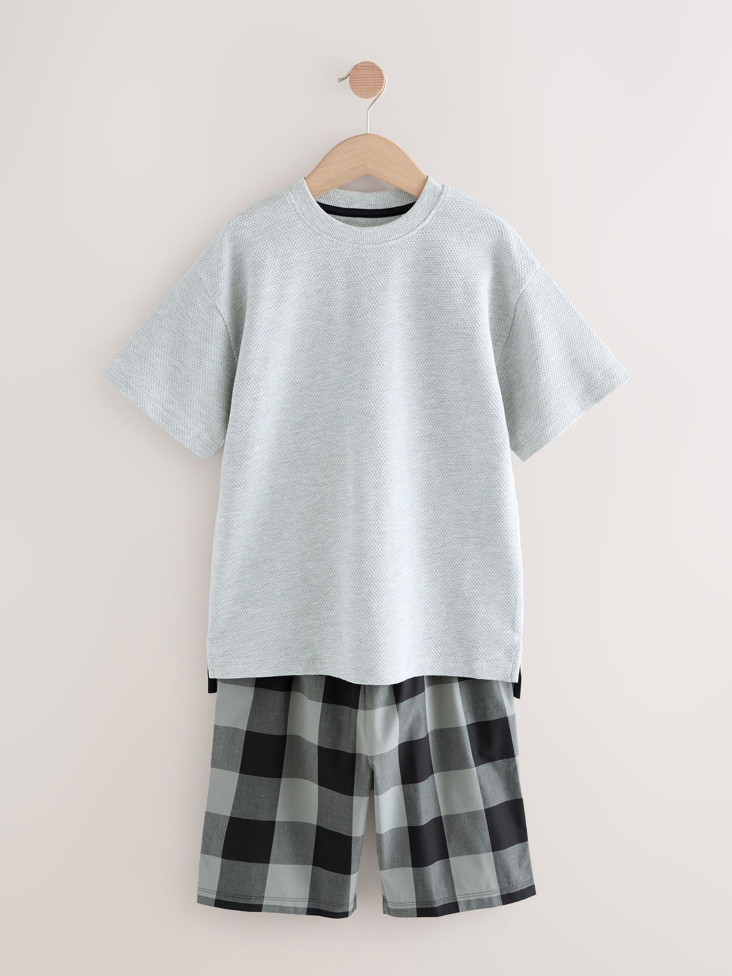 Black/ Grey 2 Pack Woven Check Oversized Pyjamas (3-16yrs) image 9