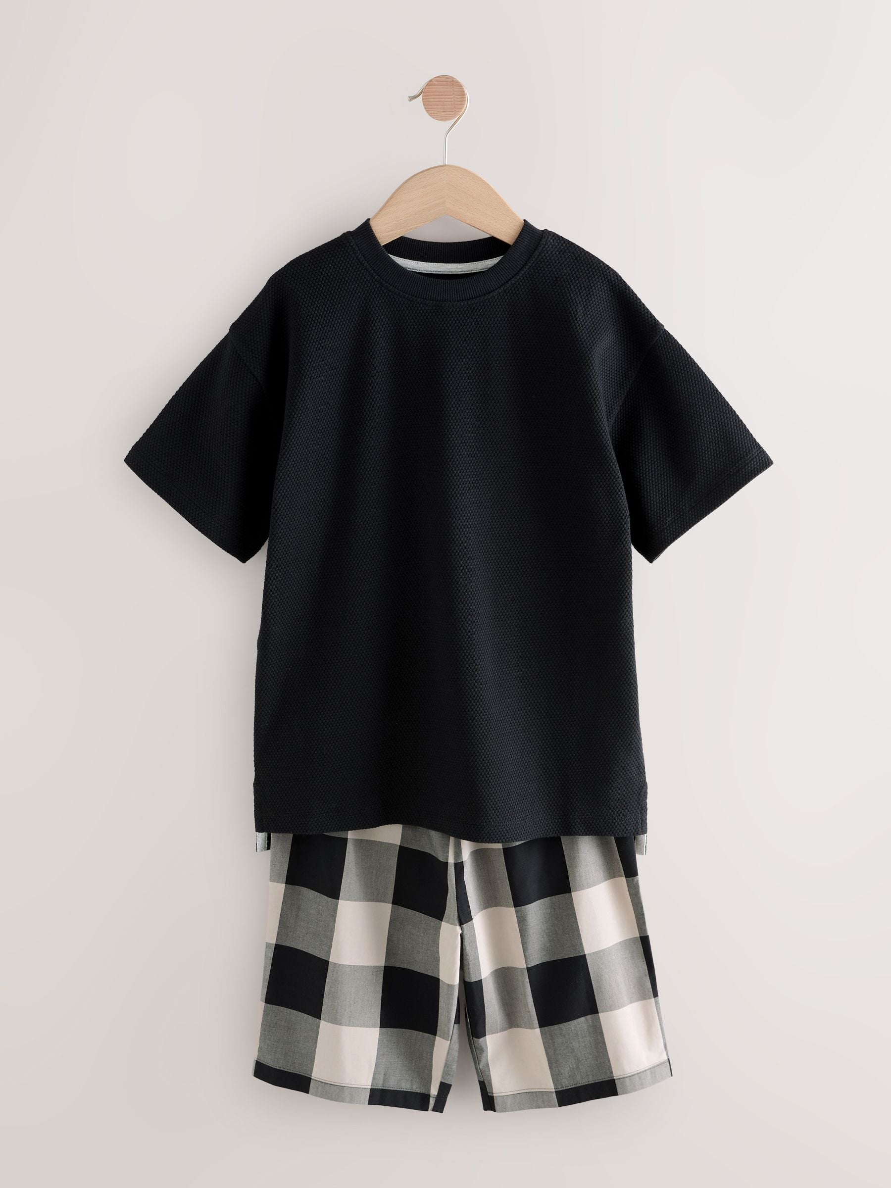 Black/ Grey 2 Pack Woven Check Oversized Pyjamas (3-16yrs) image 10