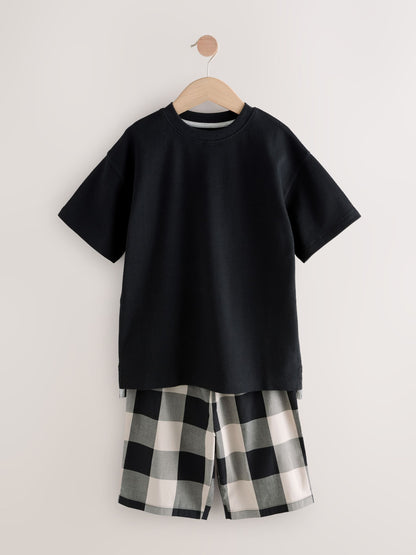 Black/ Grey 2 Pack Woven Check Oversized Pyjamas (3-16yrs) image 10