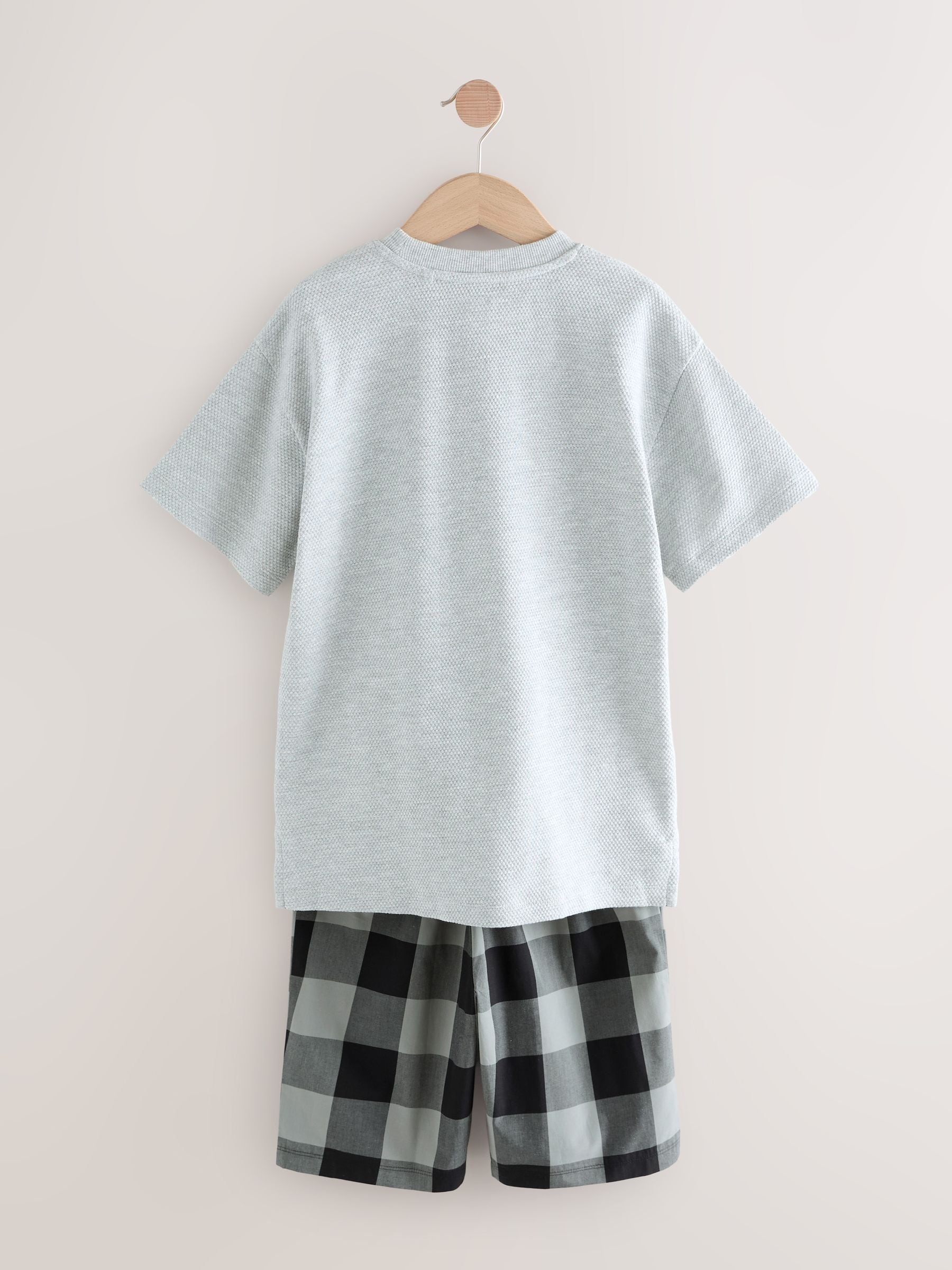 Black/ Grey 2 Pack Woven Check Oversized Pyjamas (3-16yrs) image 11