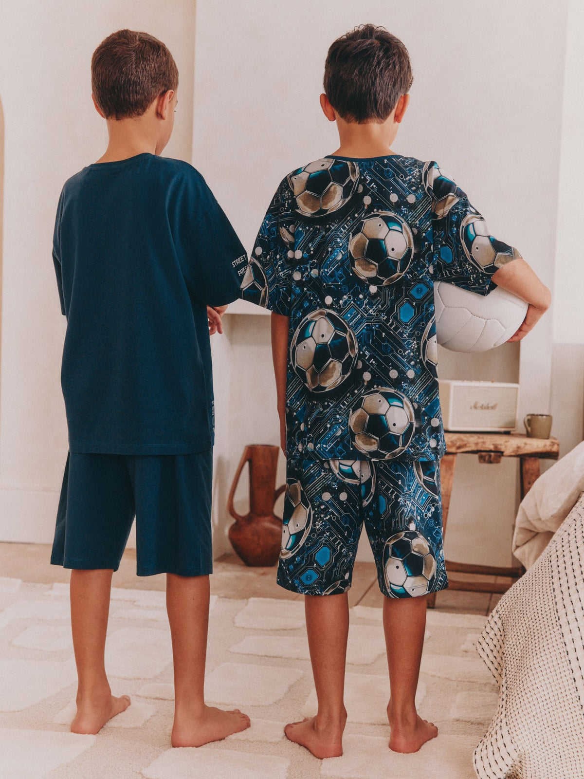 Blue Football Short Pyjamas 2 Pack (3-14yrs) - image 2