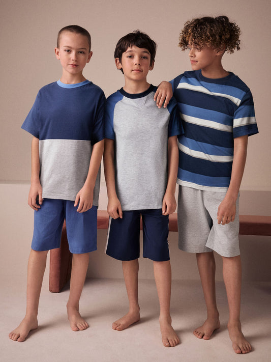 Navy/Grey Shorts Pyjamas 3 Pack (3-16yrs) image 1