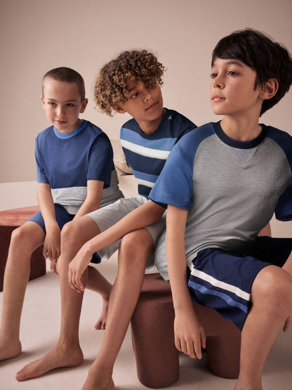 Navy/Grey Shorts Pyjamas 3 Pack (3-16yrs) image 3