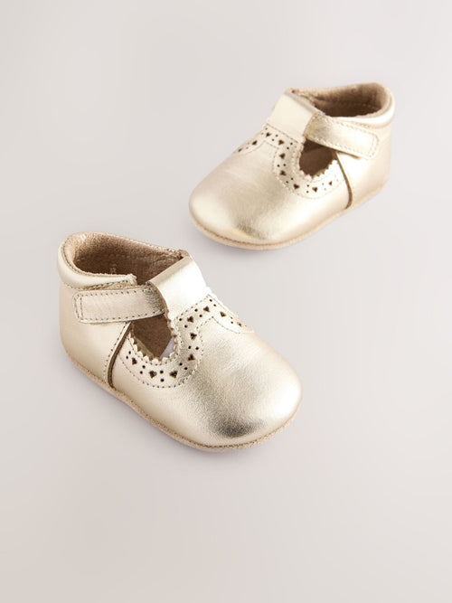 Dsiney Kidz - Gold Leather Baby T-Bar Shoes (0-24mths) image 1