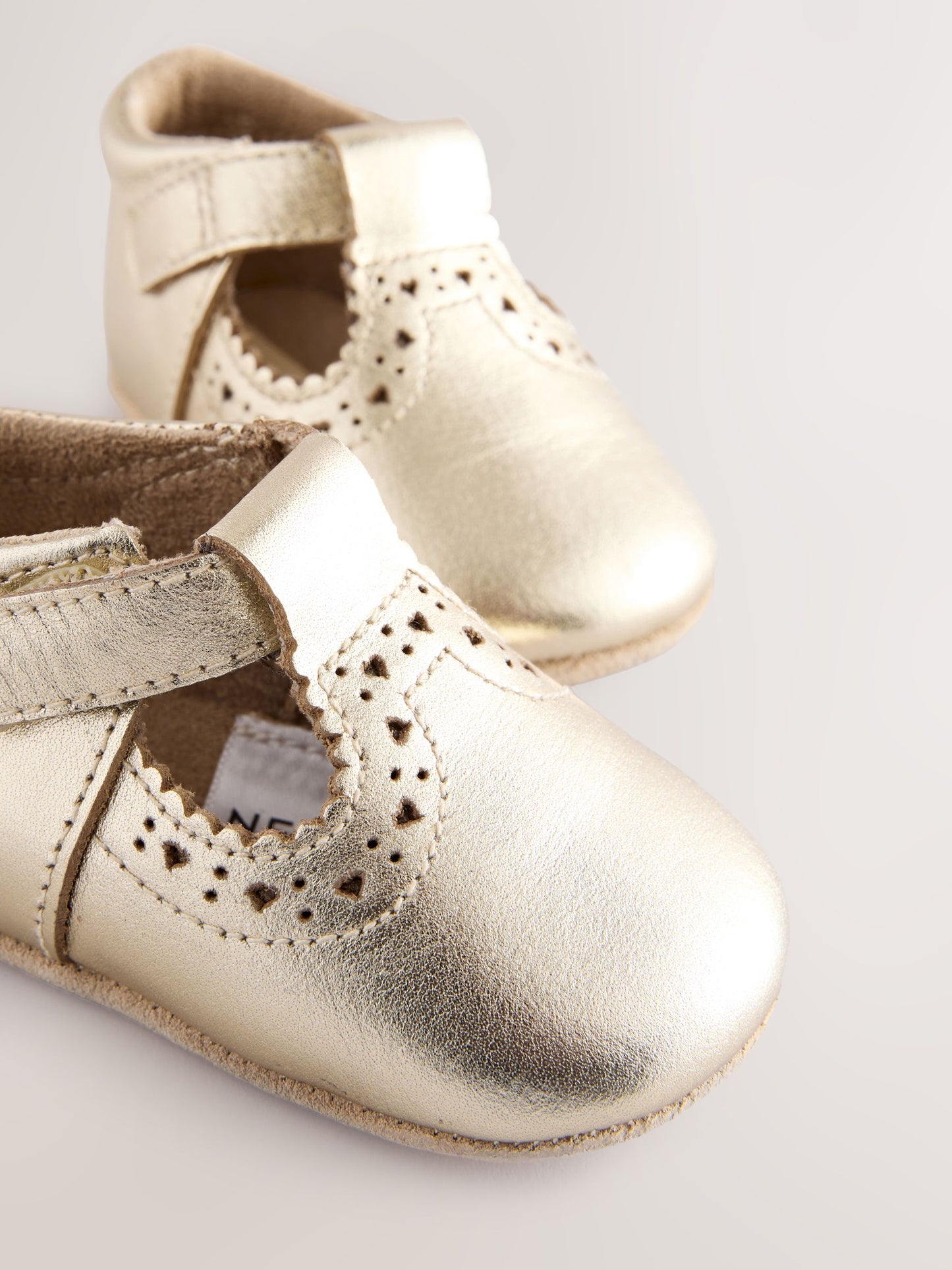 Gold Leather Baby T-Bar Shoes (0-24mths) image 3