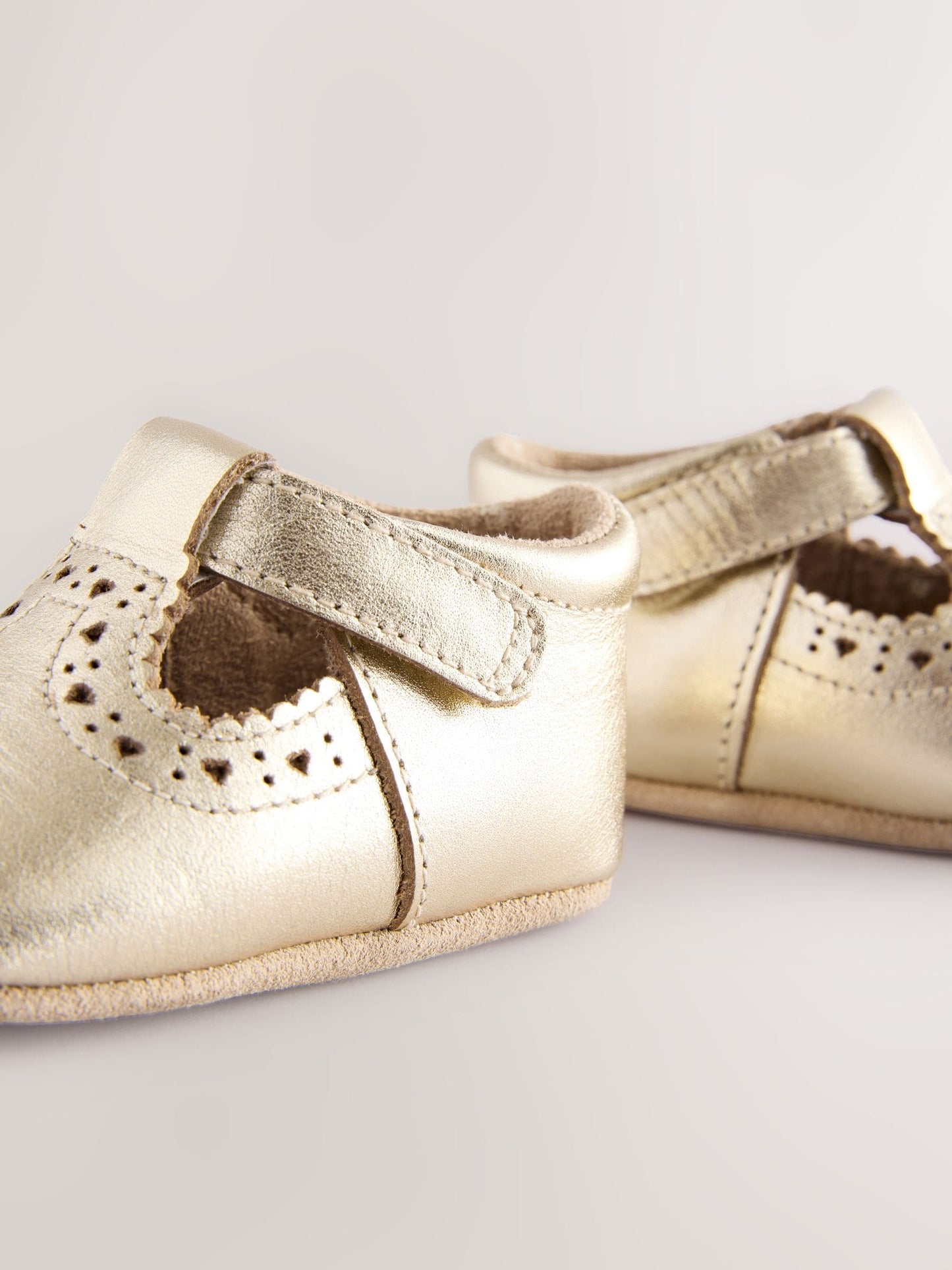 Gold Leather Baby T-Bar Shoes (0-24mths) image 4