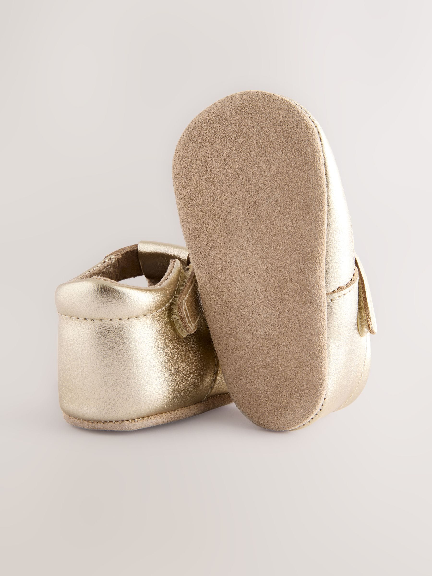 Gold Leather Baby T-Bar Shoes (0-24mths) image 5