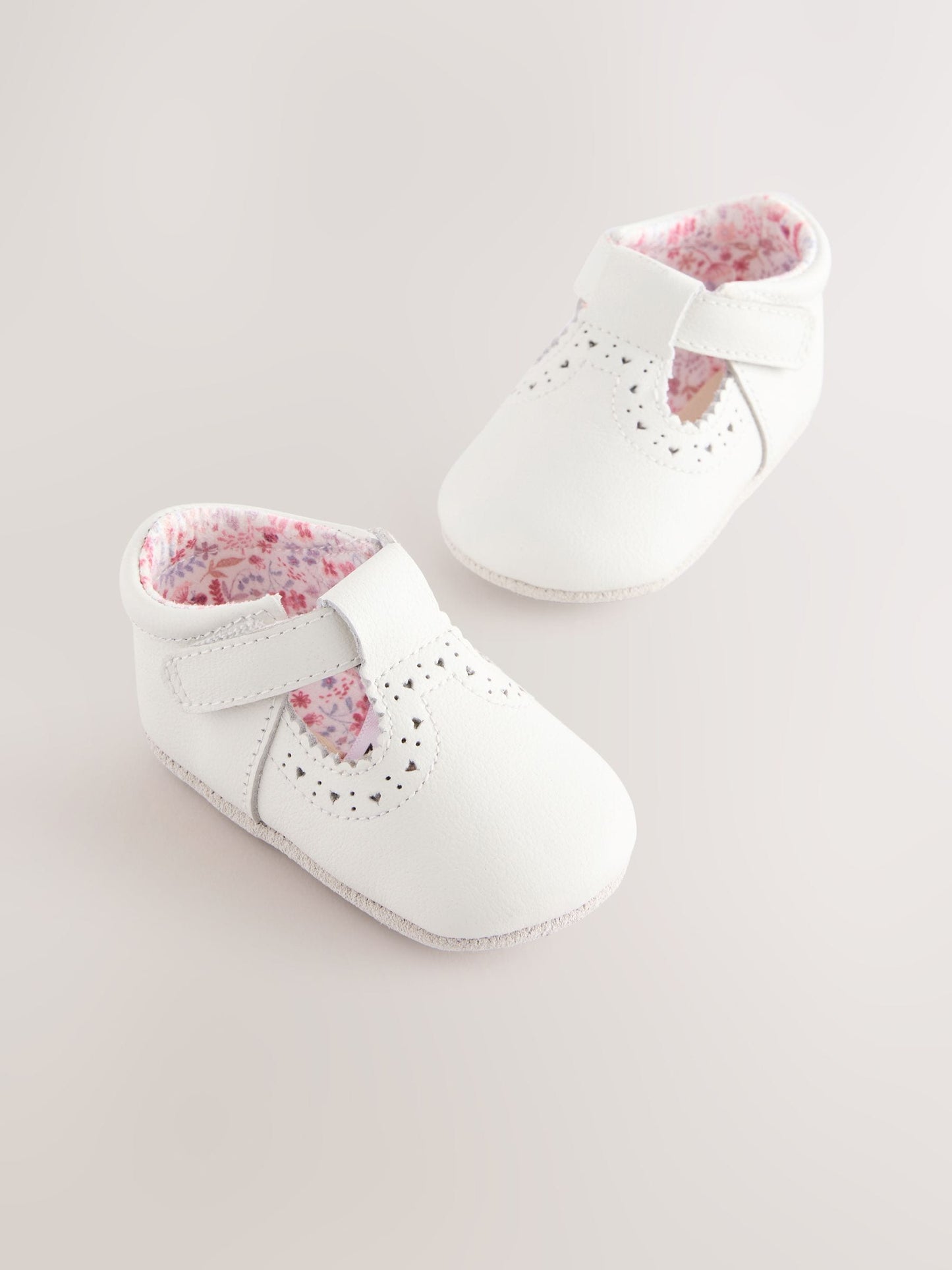 White Leather Baby T-Bar Shoes (0-24mths) image 1
