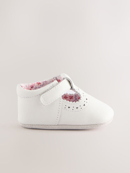 White Leather Baby T-Bar Shoes (0-24mths) image 2