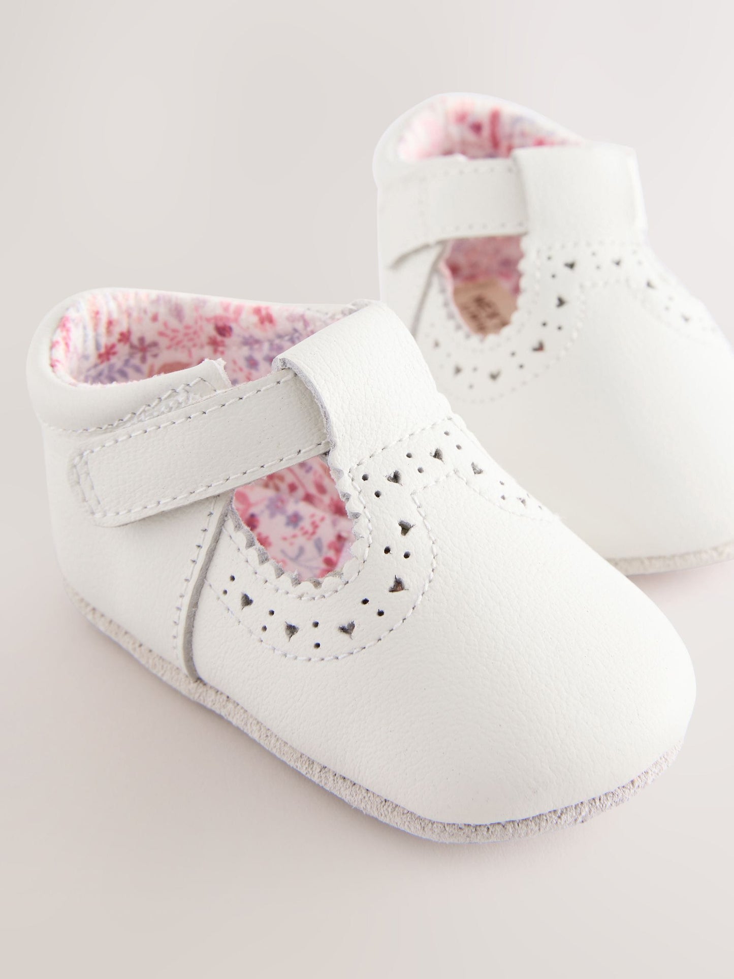 White Leather Baby T-Bar Shoes (0-24mths) image 3