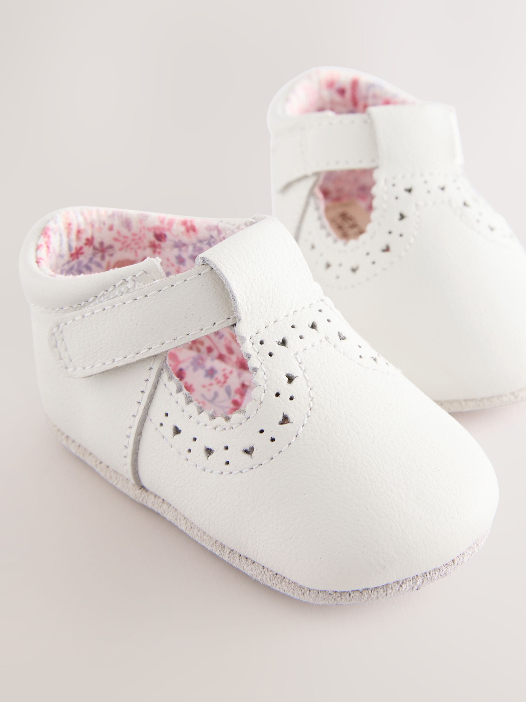 White Leather Baby T-Bar Shoes (0-24mths) image 3