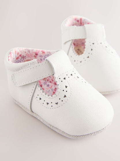White Leather Baby T-Bar Shoes (0-24mths) image 3