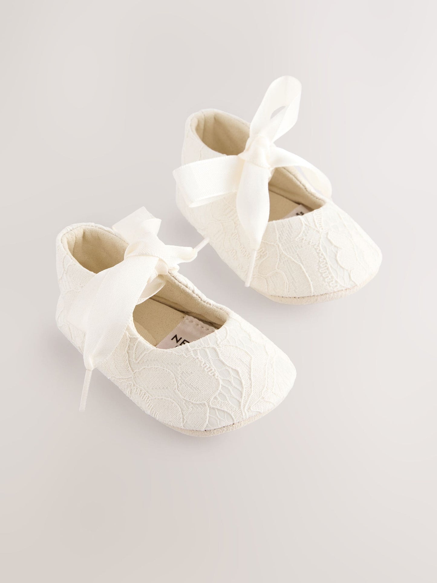 Cream Lace Baby Tie Front Occasion Shoes (0-24mths) image 1