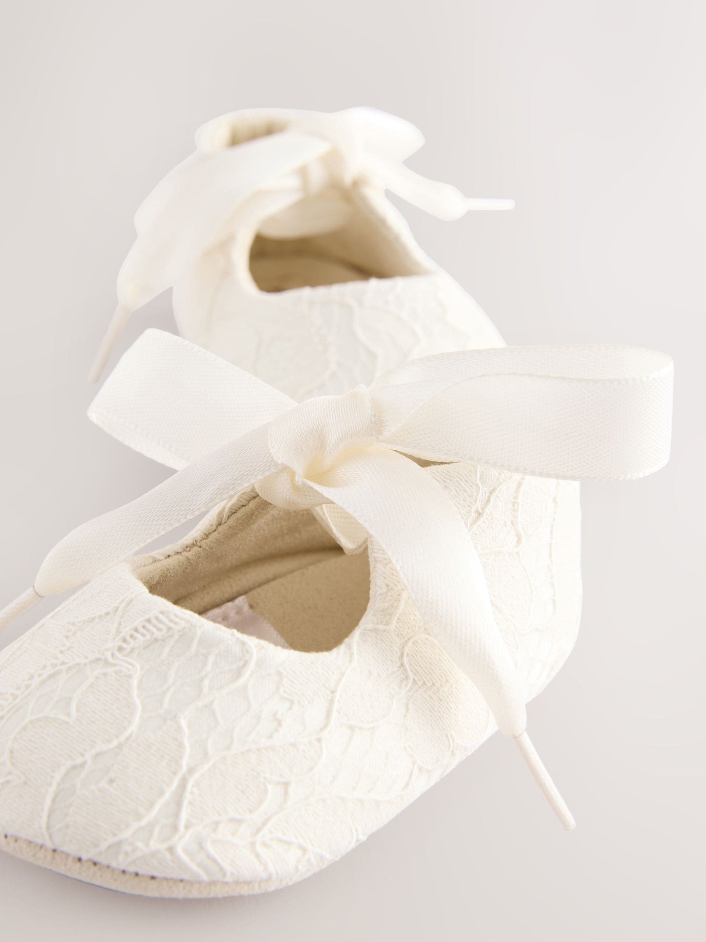 Cream Lace Baby Tie Front Occasion Shoes (0-24mths) image 4