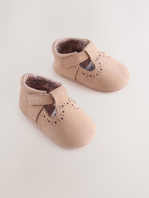 Dsiney Kidz - Tan Leather Baby T-Bar Shoes (0-24mths) image 1