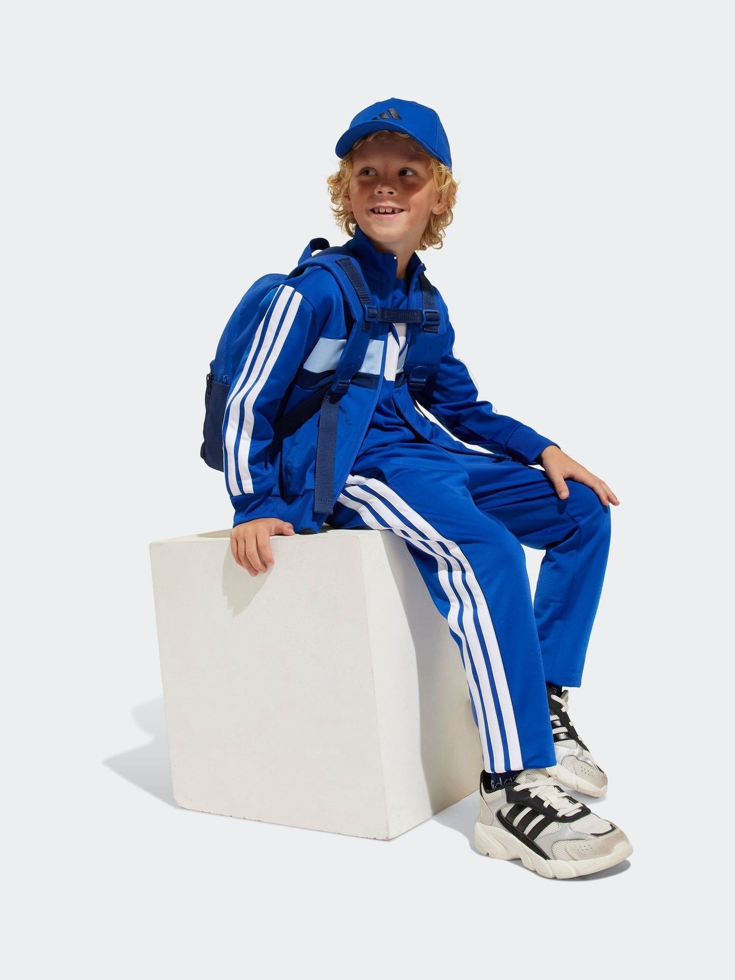 Dsiney Kidz - adidas Blue Essentials Tiberio 3-Stripes Little Kids Tracksuit image 3