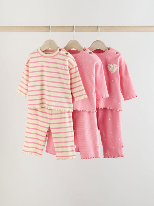 Pink/ White Long Sleeve Top And Leggings 6 Piece Set (0mths-3yrs) image 1