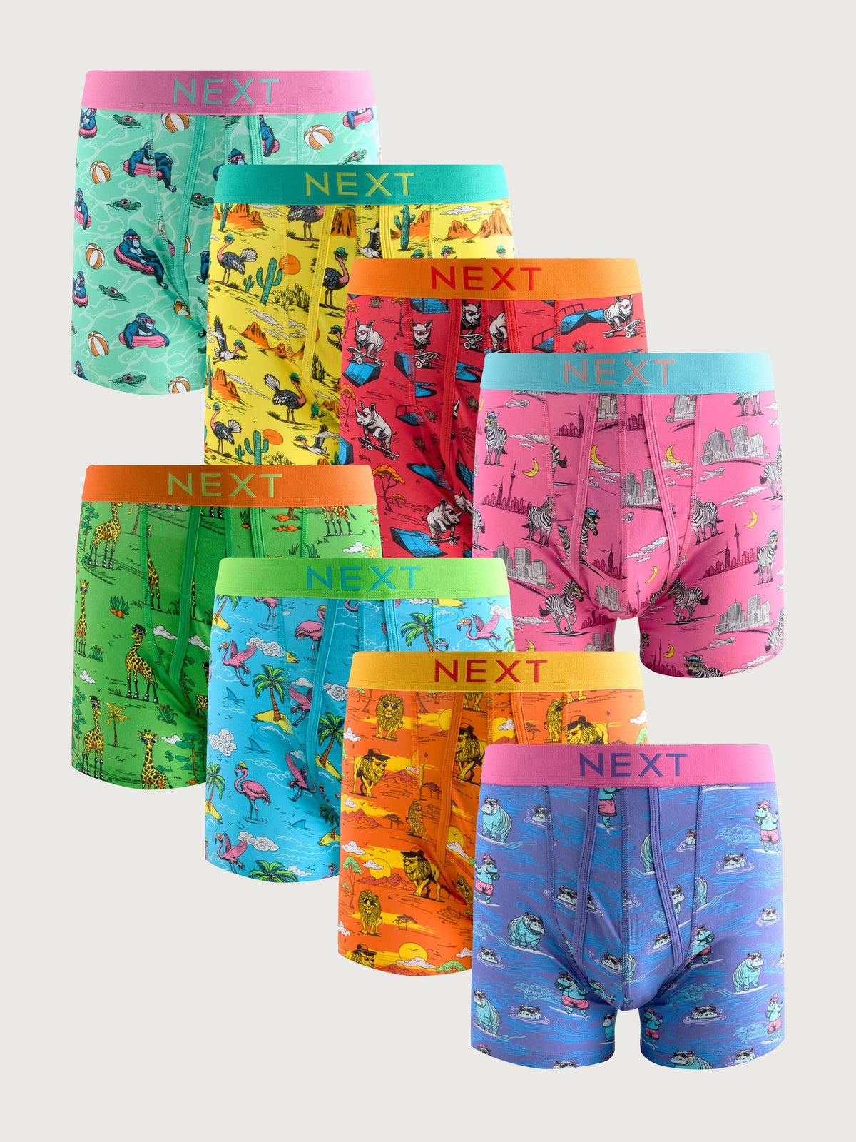 Dsiney Kidz - Animal Placement Print A-Front Cotton Rich Boxers 8 Pack image 1