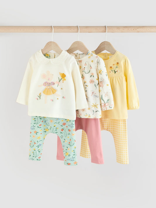 Yellow Fairy Mouse Long Sleeve Top And Leggings 6 Piece Set (0mths-3yrs) image 1