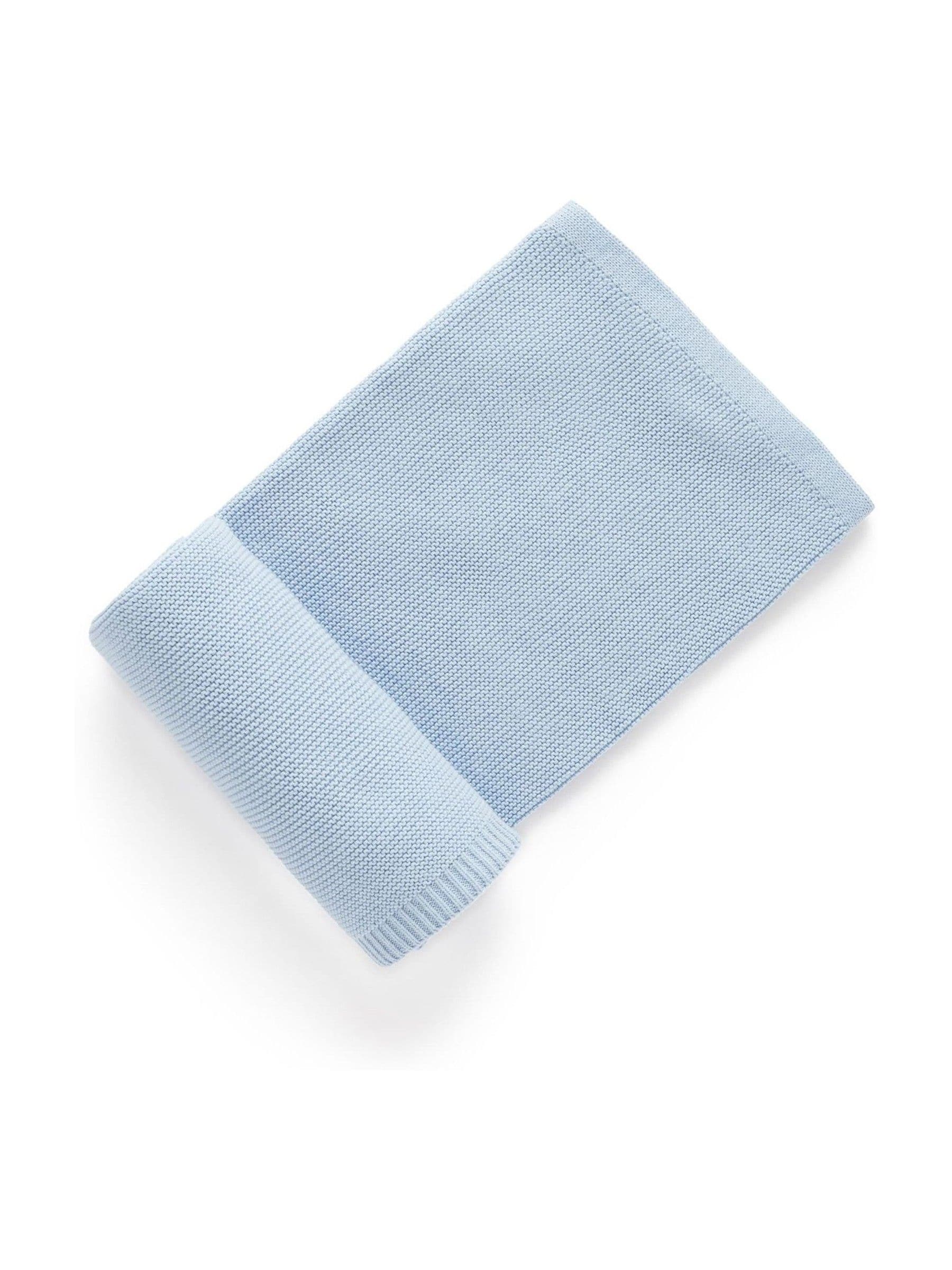 Purebaby Blue Textured Knit 100% Cotton Blanket image 1