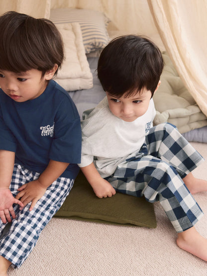 Blue/White Short Sleeve Long Pyjamas 2 Pack (9mths-12yrs) - image 4