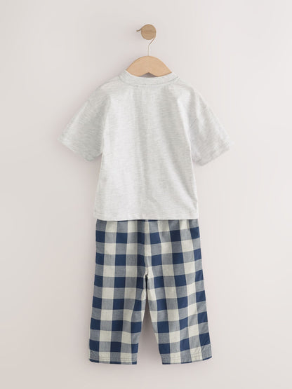 Blue/White Short Sleeve Long Pyjamas 2 Pack (9mths-12yrs) - image 6