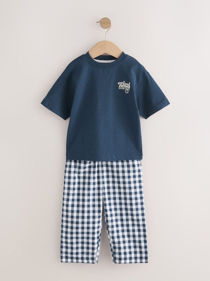 Blue/White Short Sleeve Long Pyjamas 2 Pack (9mths-12yrs) - image 7