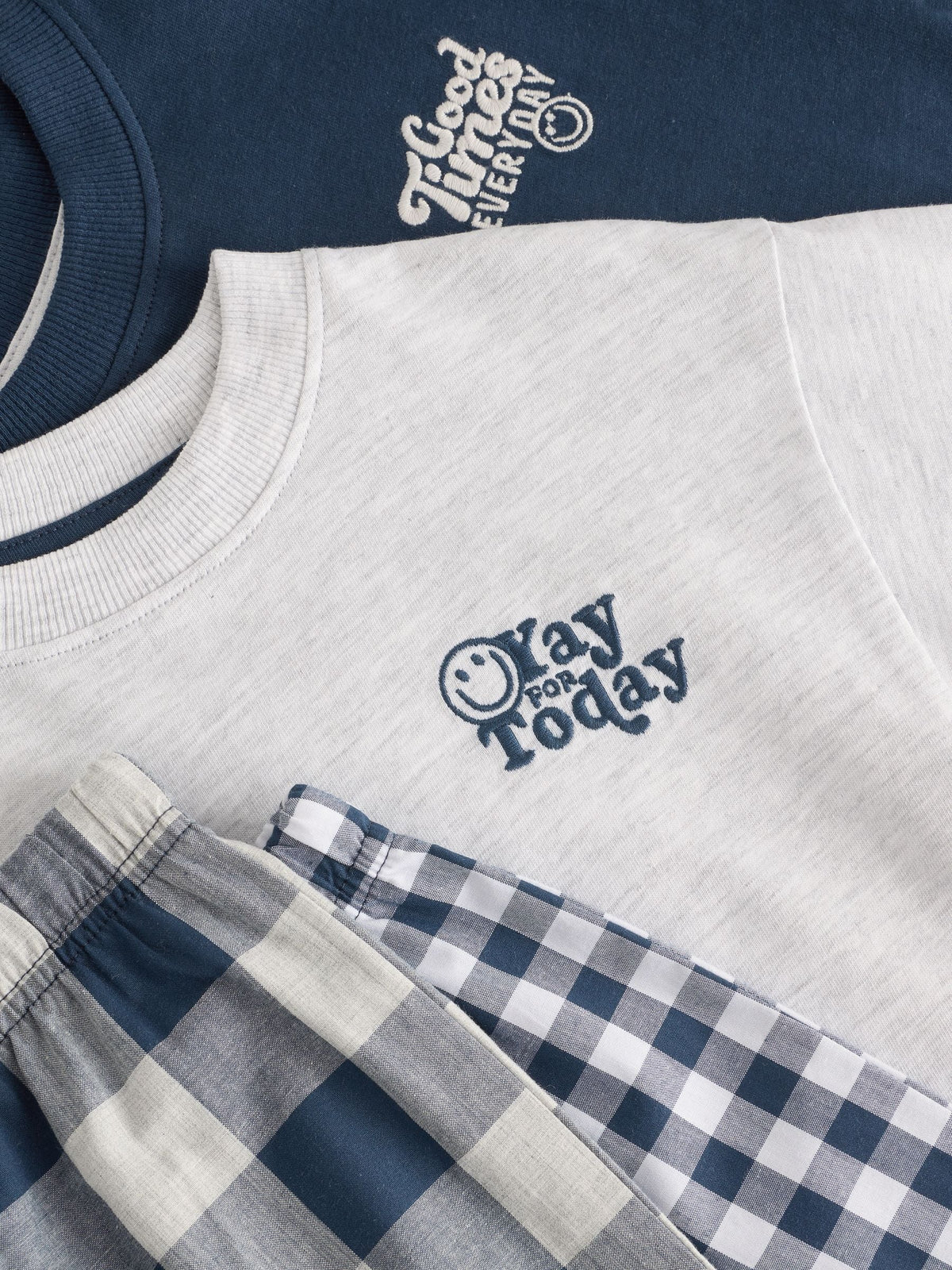 Blue/White Short Sleeve Long Pyjamas 2 Pack (9mths-12yrs) - image 8