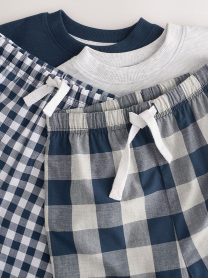 Blue/White Short Sleeve Long Pyjamas 2 Pack (9mths-12yrs) - image 9