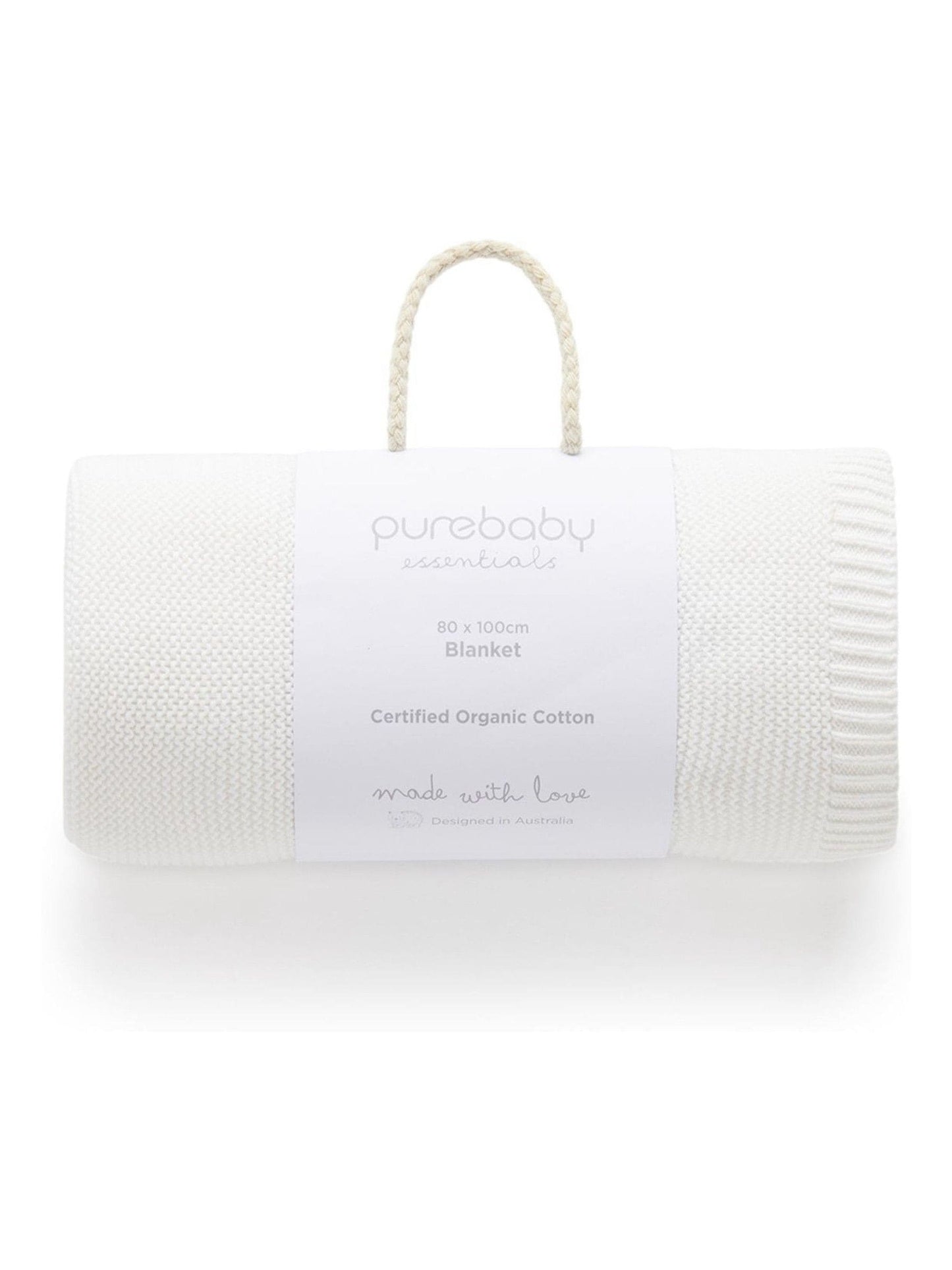 Purebaby White Textured Knit 100% Cotton Blanket image 1