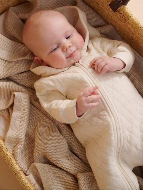 Purebaby Natural Cotton Quilted Zip Pramsuit image 1