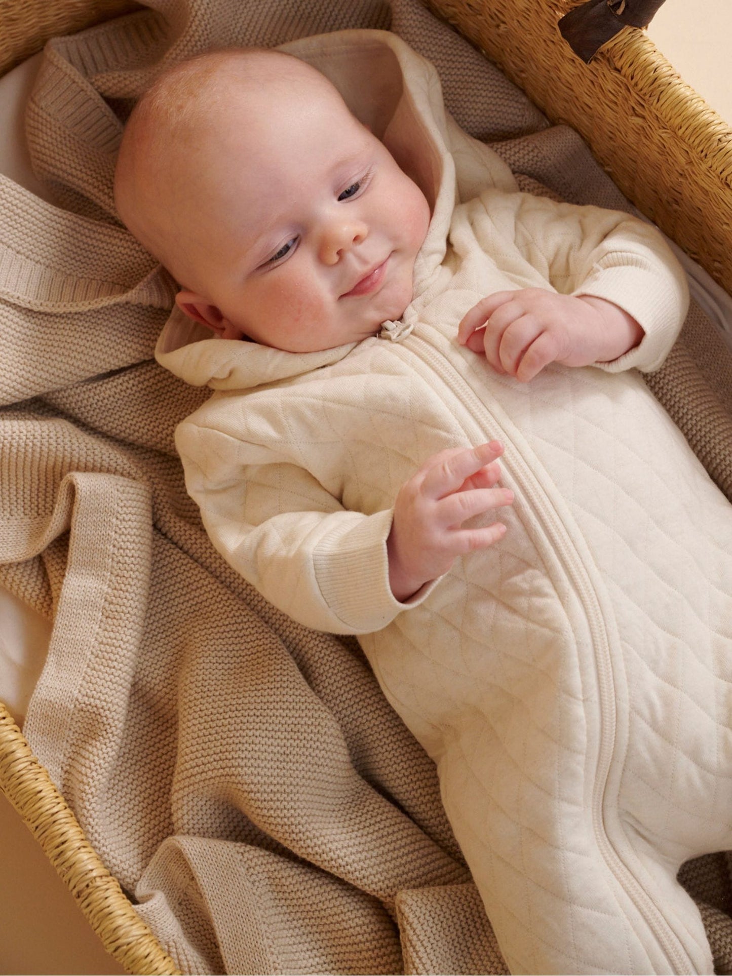Purebaby Natural Cotton Quilted Zip Pramsuit image 1