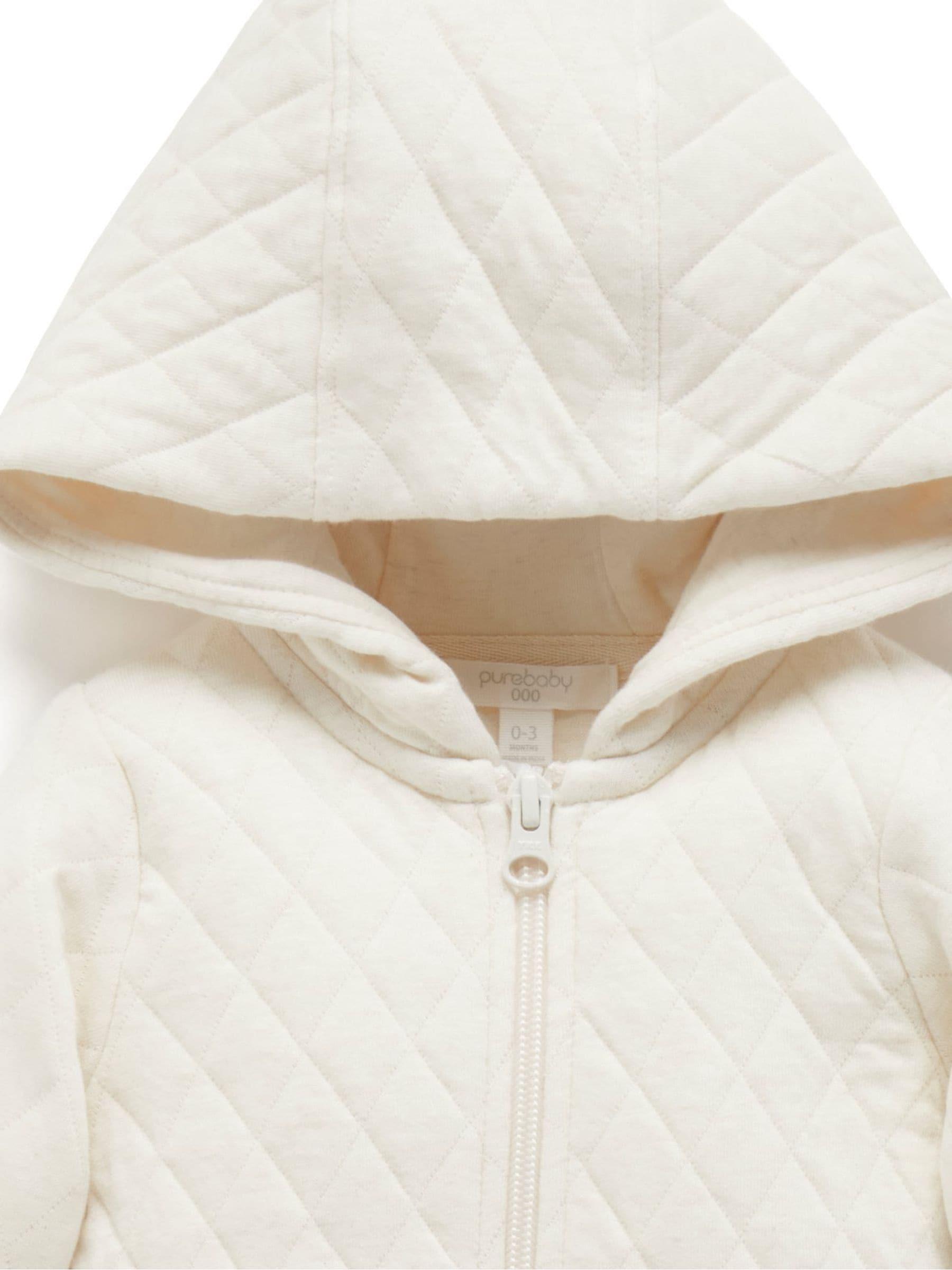 Purebaby Natural Cotton Quilted Zip Pramsuit image 4