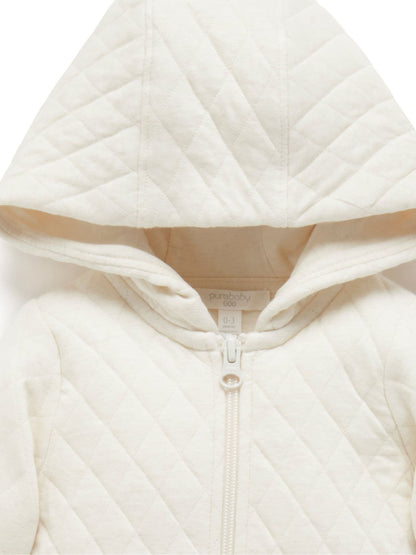 Purebaby Natural Cotton Quilted Zip Pramsuit image 4