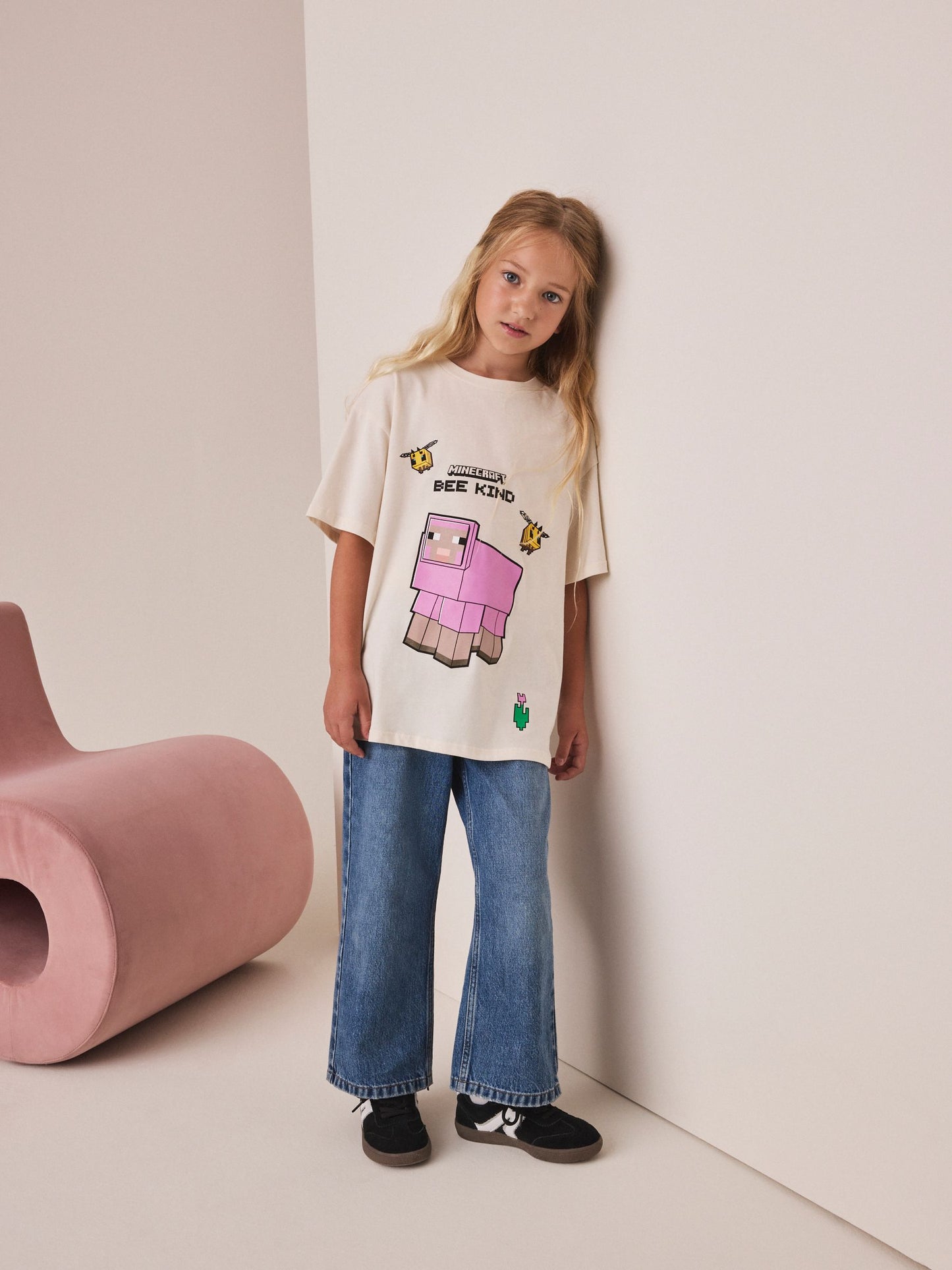 Dsiney Kidz - Ecru Minecraft Oversized Graphic T-Shirt (3-16yrs) image 2