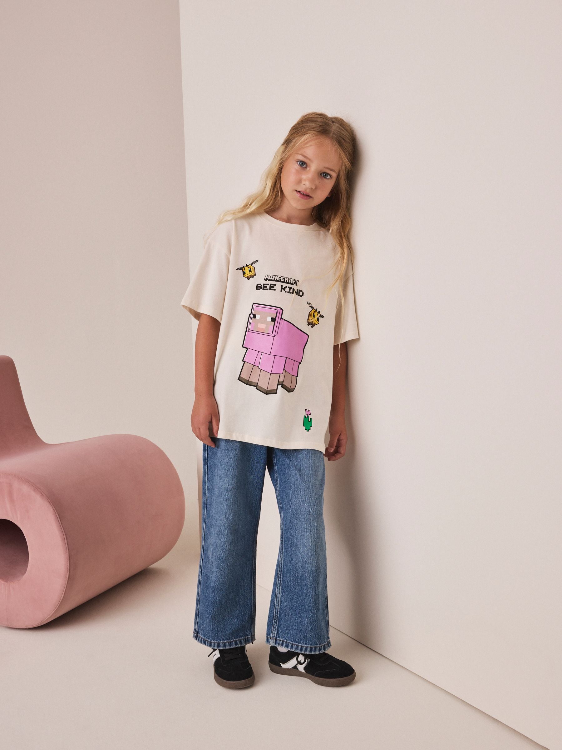 Dsiney Kidz - Ecru Minecraft Oversized Graphic T-Shirt (3-16yrs) image 2