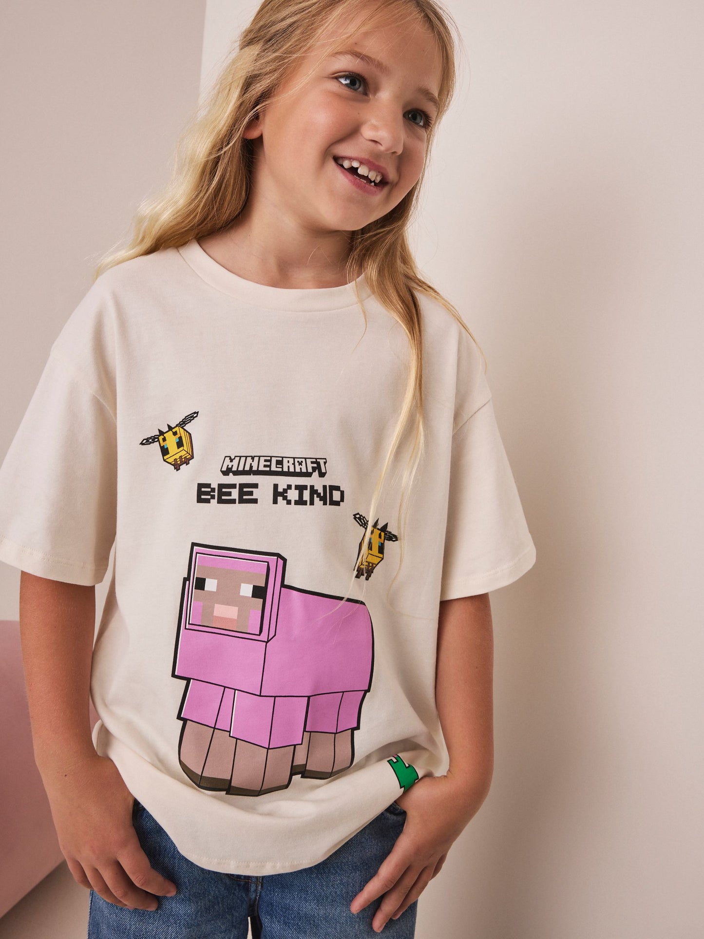 Dsiney Kidz - Ecru Minecraft Oversized Graphic T-Shirt (3-16yrs) image 4