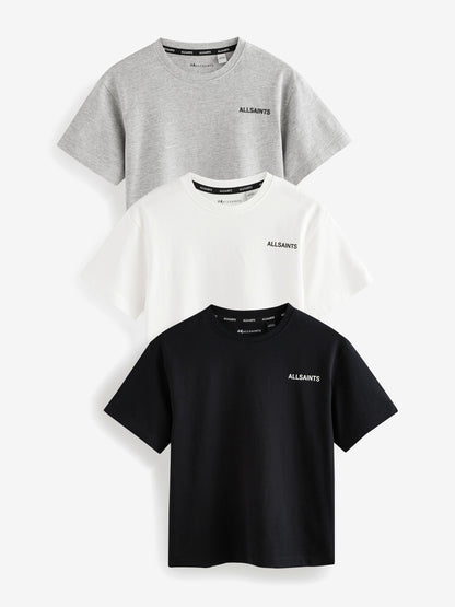 Dsiney Kidz - smALLSAINTS Black/White Logo Crew Neck Relaxed T-Shirts 3 Pack image 1