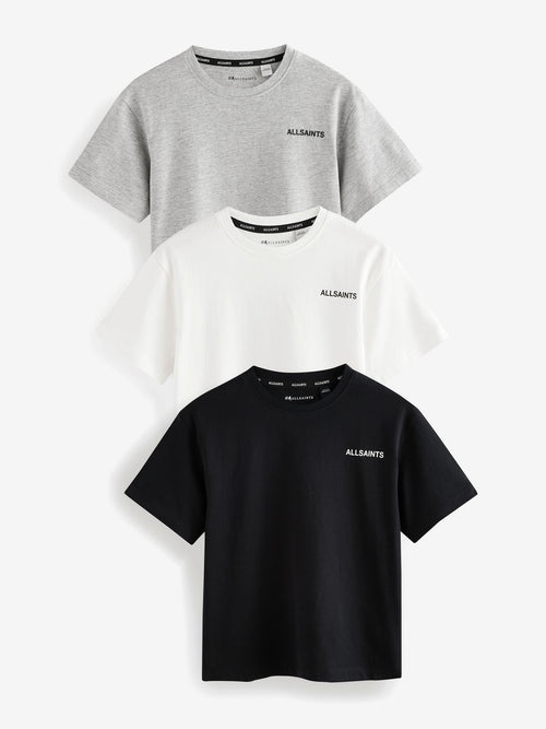 Dsiney Kidz - smALLSAINTS Black/White Logo Crew Neck Relaxed T-Shirts 3 Pack image 1