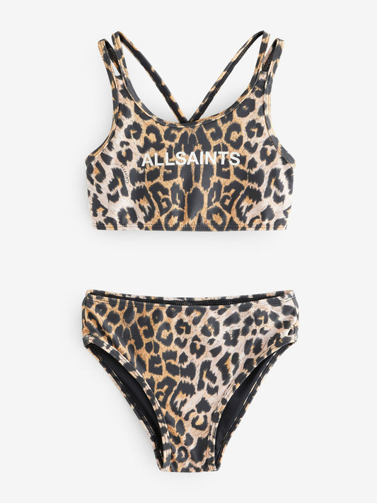 Dsiney Kidz - smALLSAINTS Leopard Print Logo Strappy Top Bikini Set image 1