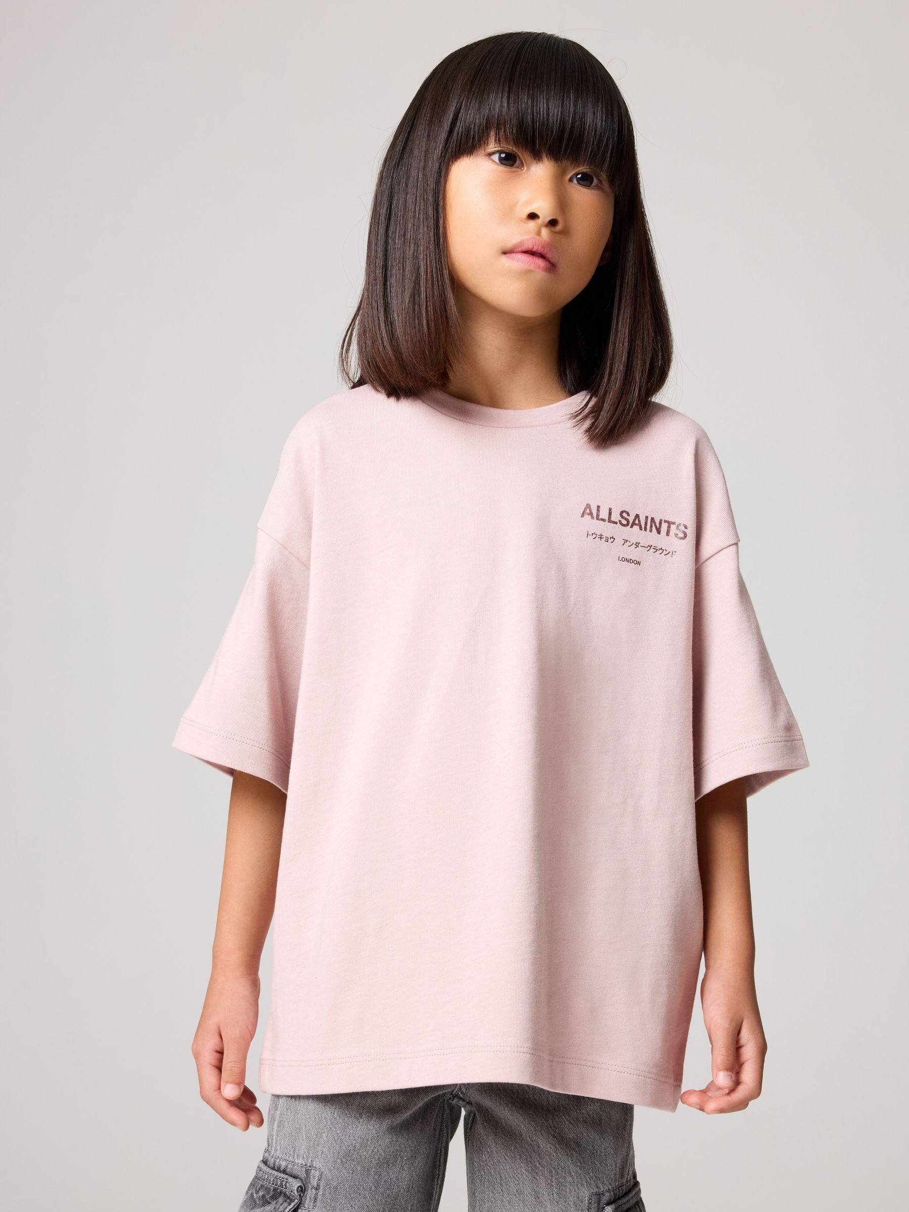 Dsiney Kidz - smALLSAINTS Pink/Metallic Oversized Underground Crew Neck T-Shirt image 1