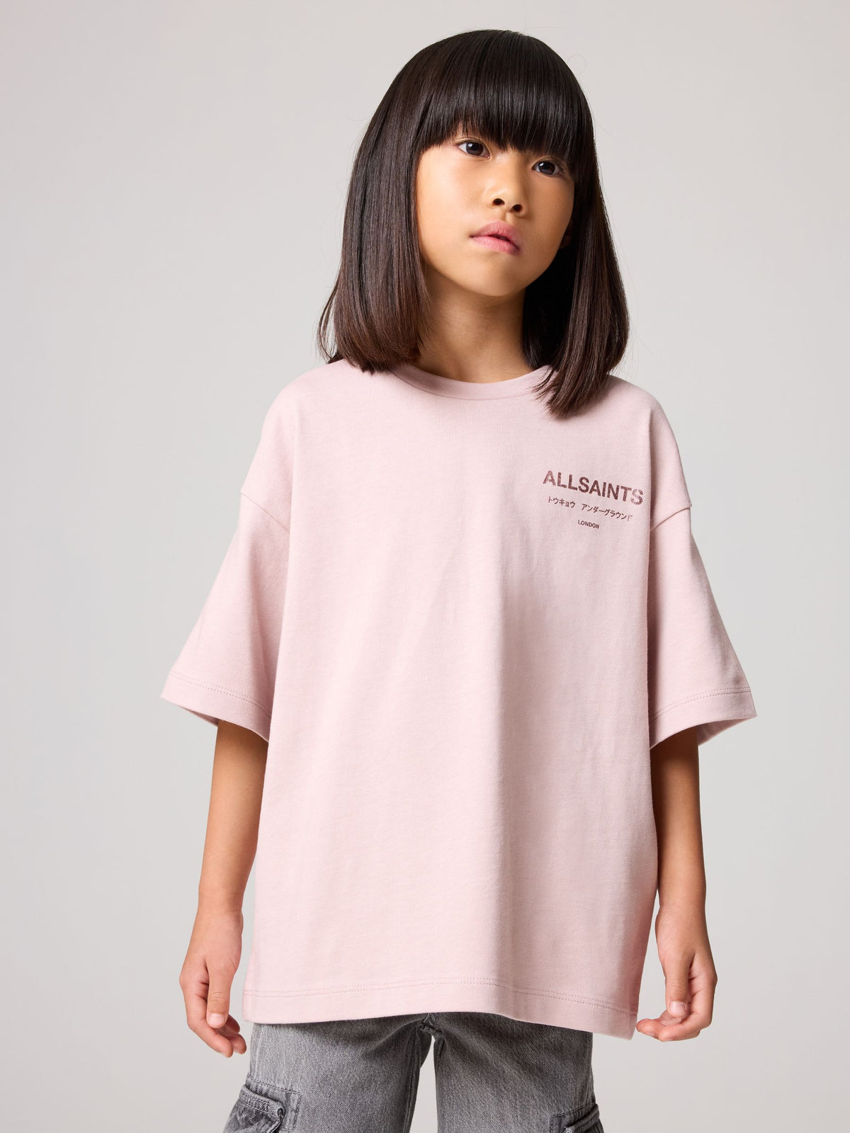Dsiney Kidz - smALLSAINTS Pink/Metallic Oversized Underground Crew Neck T-Shirt image 1