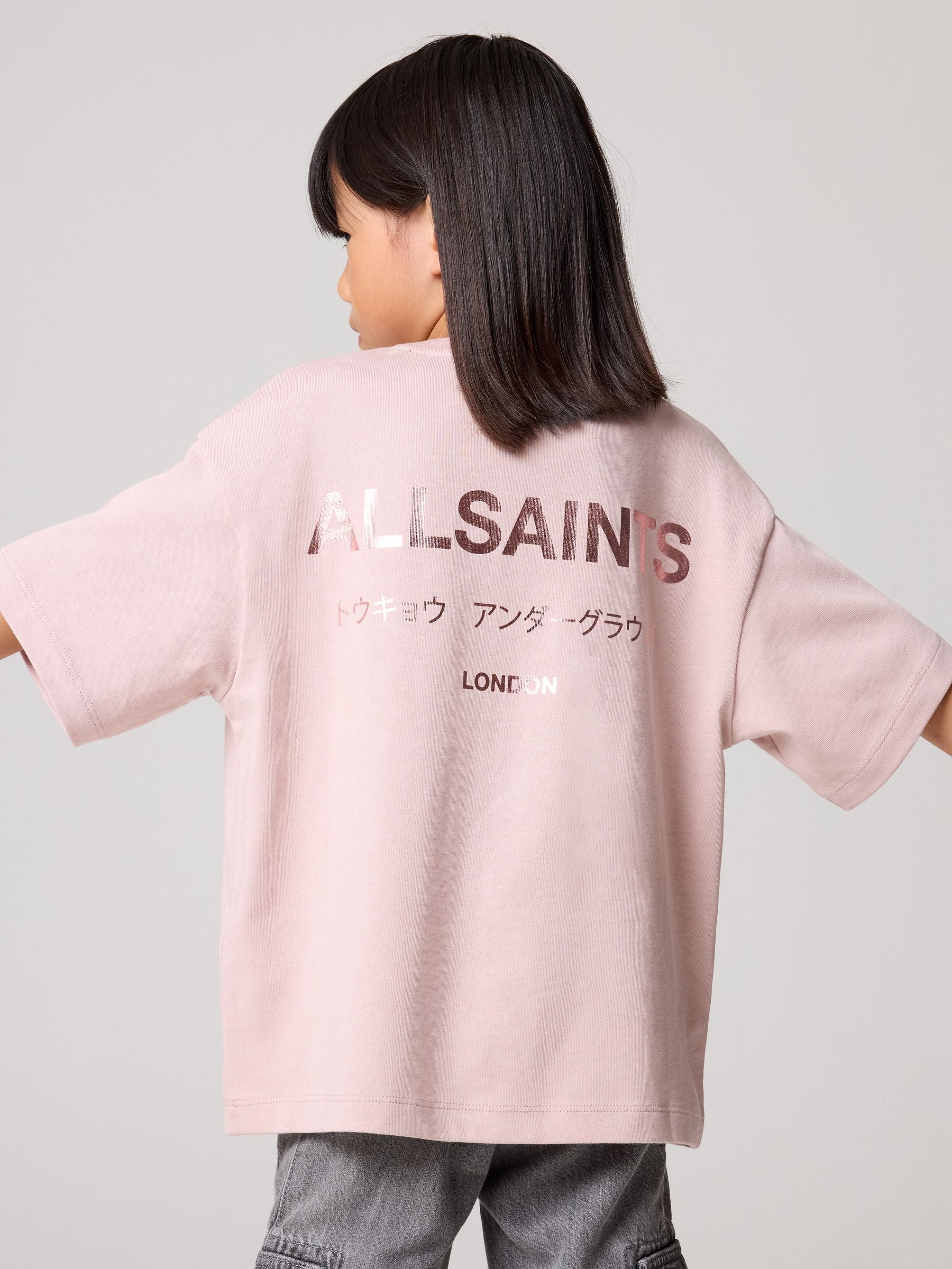 Dsiney Kidz - smALLSAINTS Pink/Metallic Oversized Underground Crew Neck T-Shirt image 2