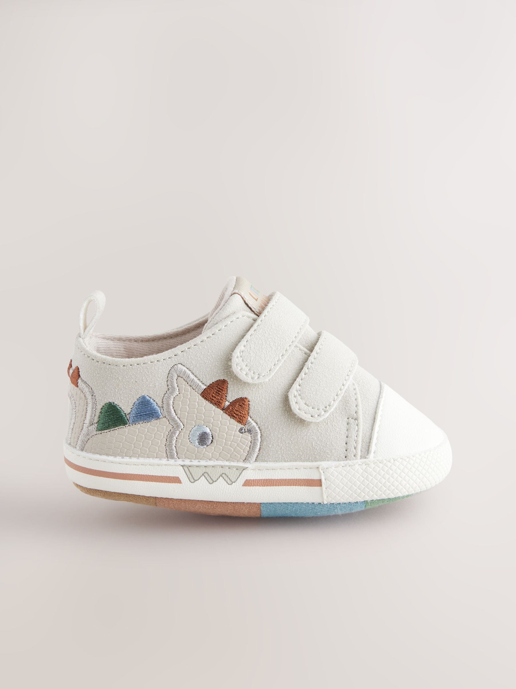 Grey Dino Touch Fastening Baby Trainers (0-2mths) image 3