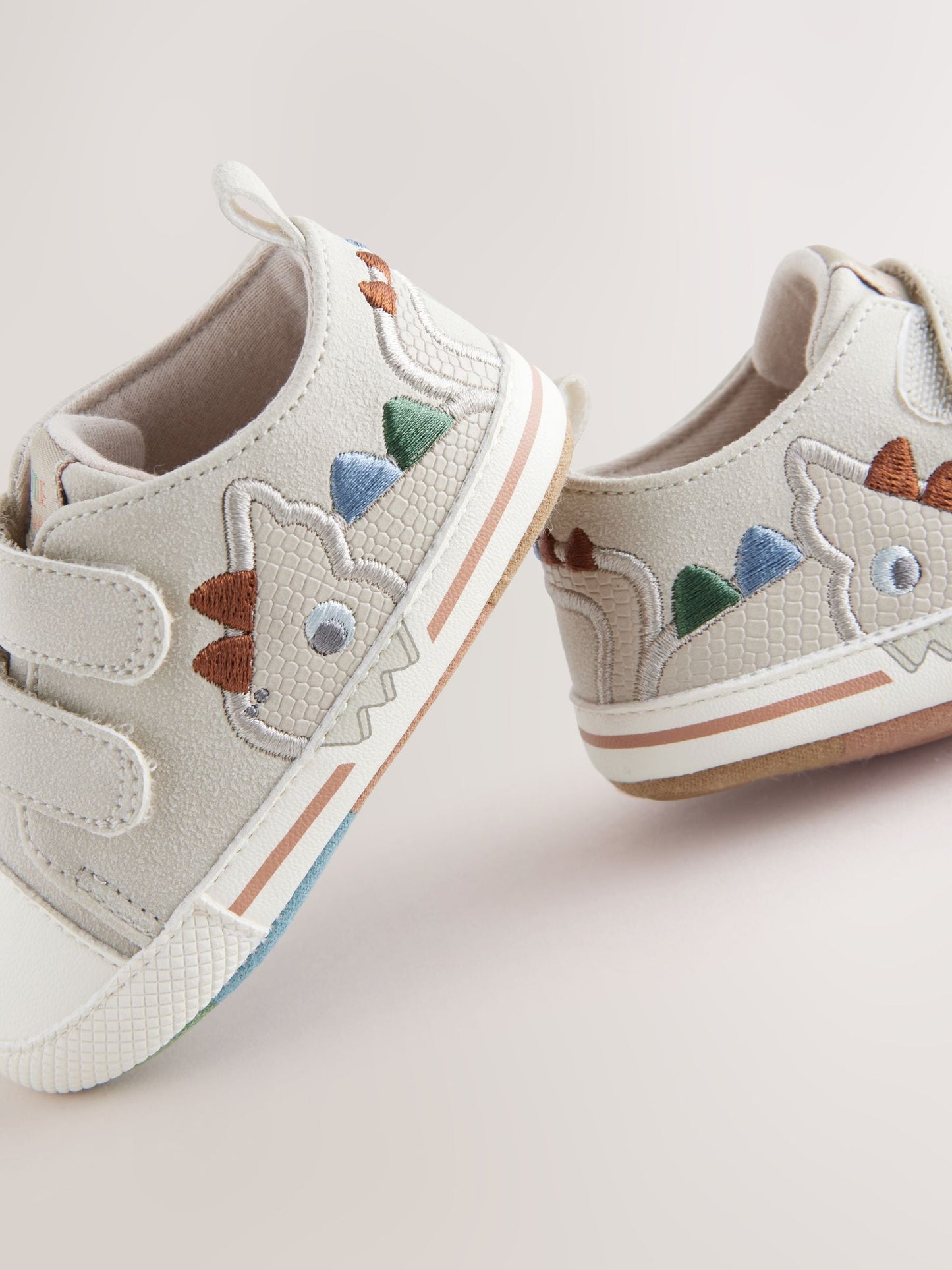 Grey Dino Touch Fastening Baby Trainers (0-2mths) image 5