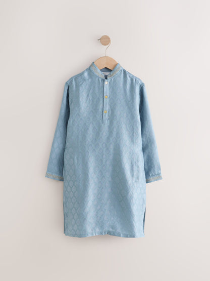 Dsiney Kidz - Blue Leaf Embroidered Kurta Shirt (3mths-16yrs) (3mths-16yrs) image 6