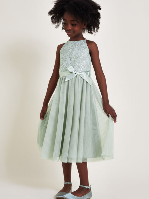 Dsiney Kidz - Monsoon Green Lacey Sequin Truth Dress image 1